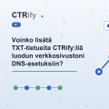 Voinko lisätä TXT-tietueita CTRify:llä luodun verkkosivustoni DNS-asetuksiin?